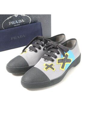 Prada Sneakers Low-Cut Rubber Patch Leather Shoes 5.5